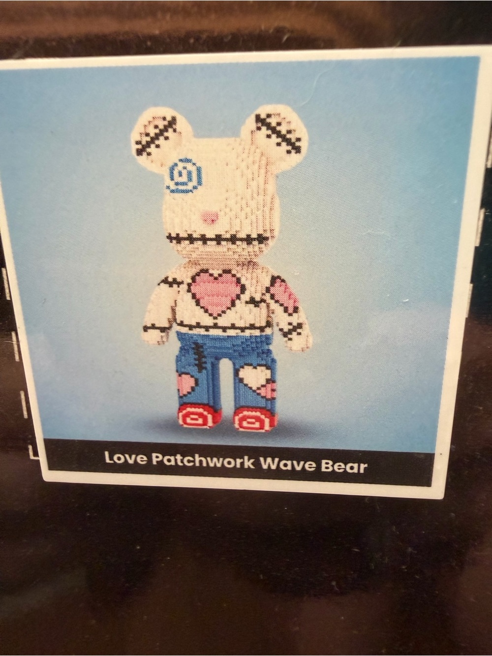 Love Patchwork Wave Bear Building Set - White, Blue, Pink